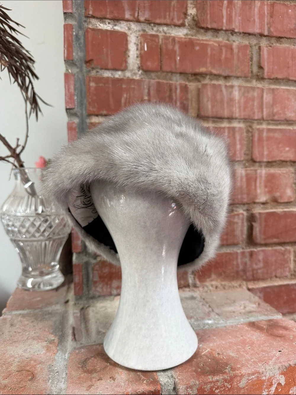 Vintage Luxury Genuine Fur Pillbox Hat- Light Gray